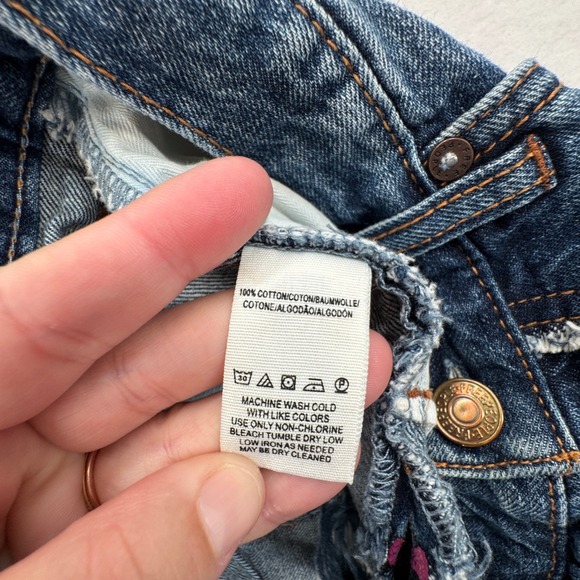 We The Free Free People Butterfly Painted Cut Off Denim Shorts Blue Jean Size 27 - Picture 5 of 8